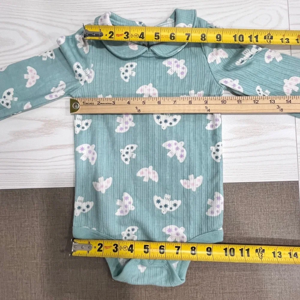 Garanimals Top Bodysuit Set Girls 2T 24M Grey Green Unicorn Bird Ribbed NEW